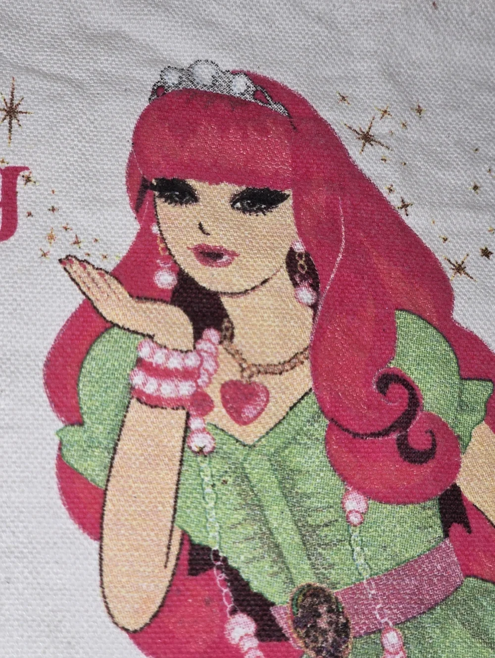 Canvas Tote Bag with Green Dress Print - Have a Sparkling Day